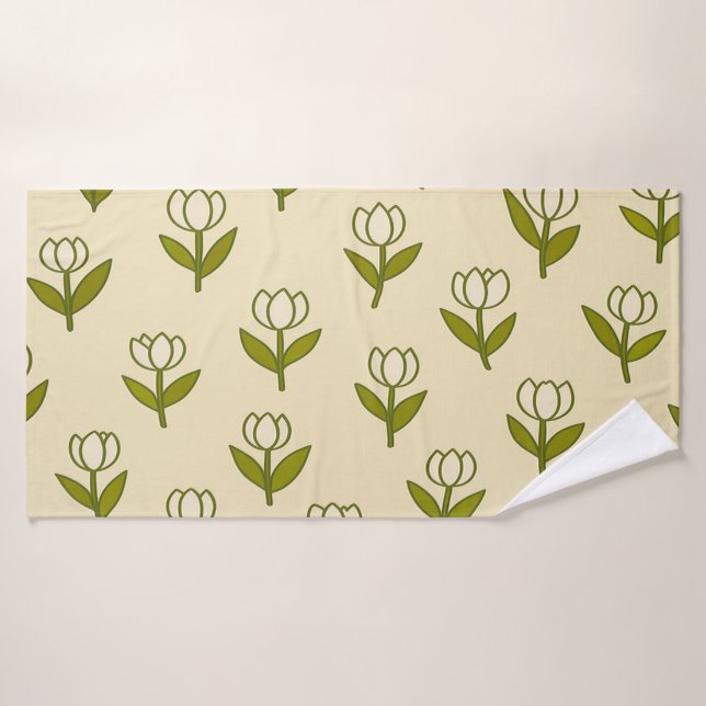 Serviette de bain aux tulipes blanches (Serviette de bain)