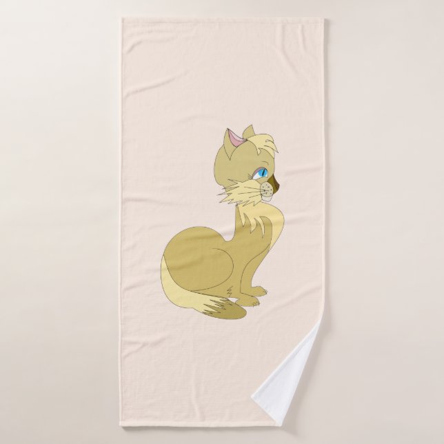 Serviette de bain avec chat jaune (Serviette de bain)