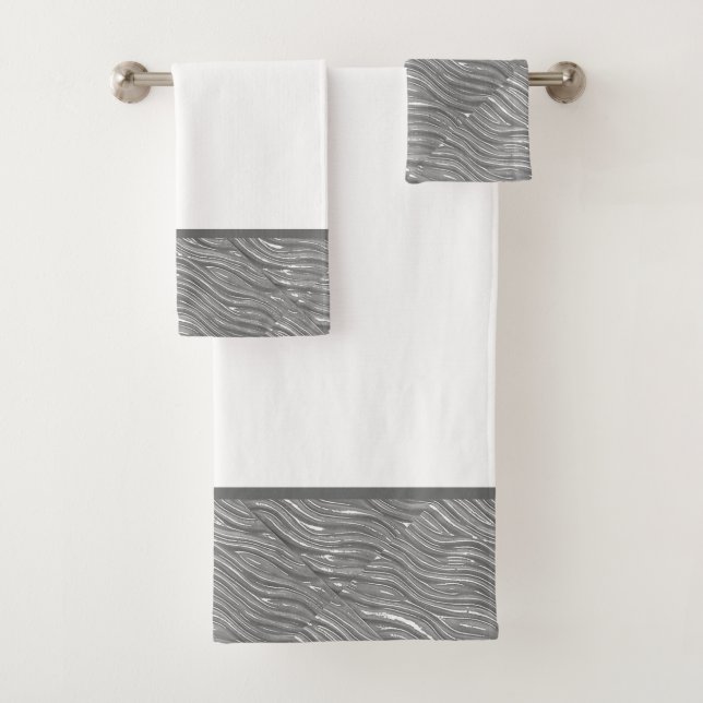 Serviette de bain avec motif d'eau gris (En situation)