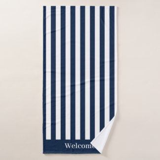 Serviette de bain bleu et blanc marine