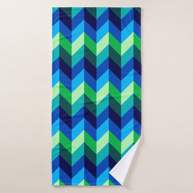 Serviette de bain Blue Green Ombre Chevrons (Serviette de bain)