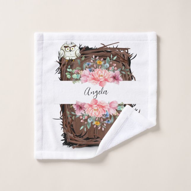 Serviette de bain Chouette florale (Gant de toilette)