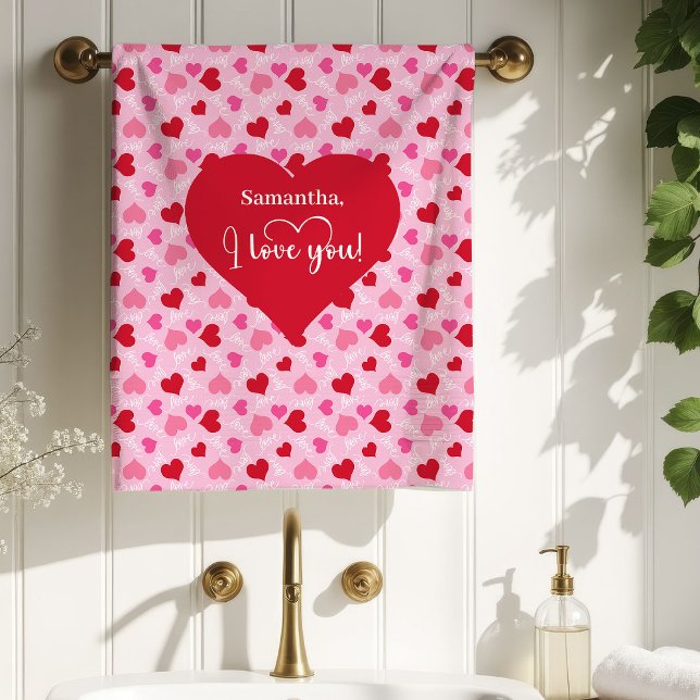 Serviette de bain Cœurs d'amour éternel Cadeau de  (Timeless Love Hearts Valentine Gift Bath Towel)