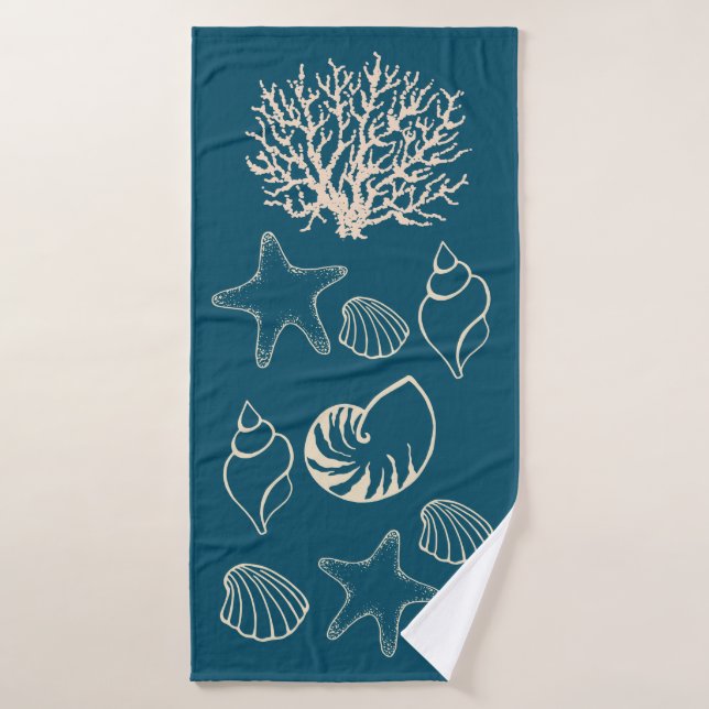 Serviette de bain coquillage nautique (Serviette de bain)