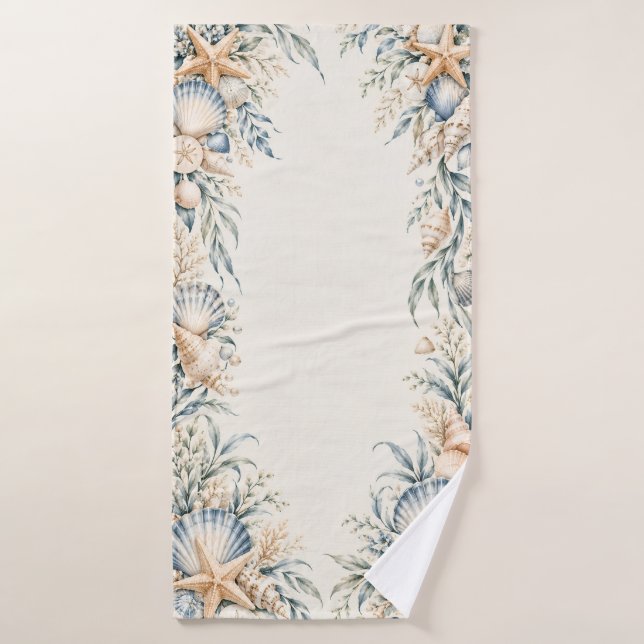 Serviette de bain Coquillages des mers côtières bl (Serviette de bain)