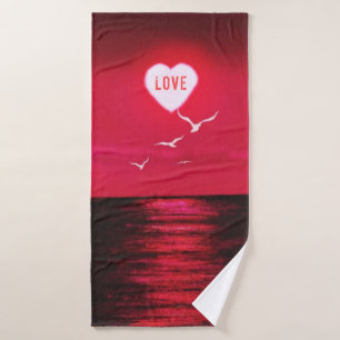 Serviette de bain coucher de soleil mer Amour roma