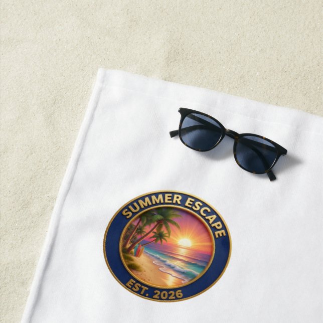Serviette de bain Coucher de soleil tropical Évasi (En situation)
