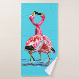 Serviette de bain Couple Flamant rose Rose