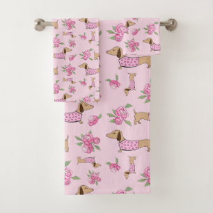 Serviette de bain Dachshund Ensemble Doxie + Peoni