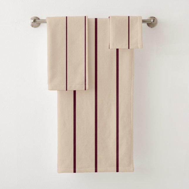 Serviette De Bain En Bande Beige (En situation)