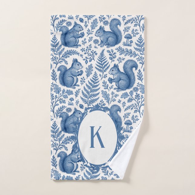 Serviette de bain en bois de cerf bleu Monogram Ch (Serviette à main)