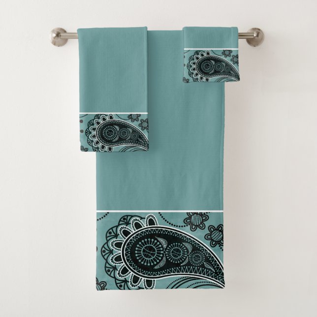 Serviette de bain en cachemire turquoise foncé (En situation)