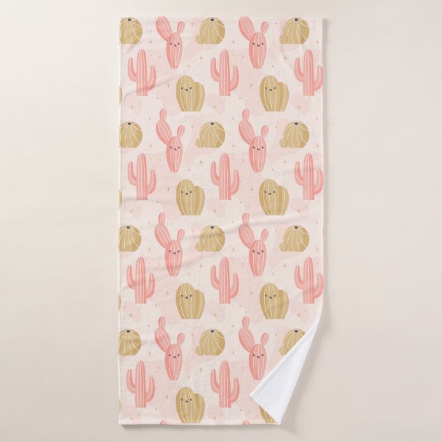 serviette de bain en cactus rose (Serviette de bain)