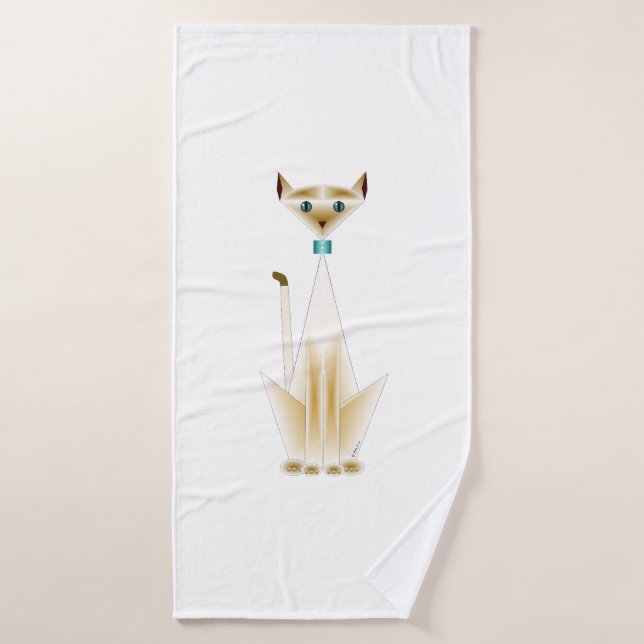 Serviette de bain en chats de Siamese (Serviette de bain)