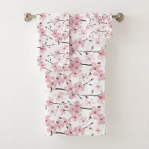 Serviette de bain en fleurs de cerisier rose