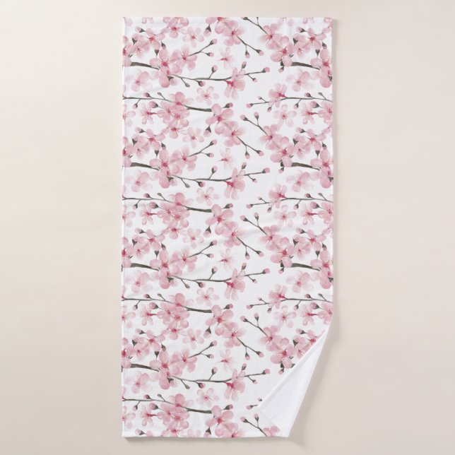 Serviette de bain en fleurs de cerisier rose (Serviette de bain)
