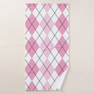 Serviette de bain en Jacquard rose et blanc