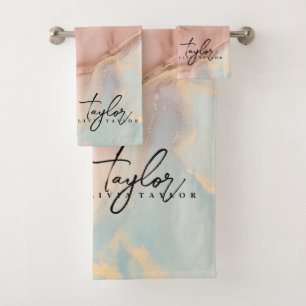 Serviette de bain en marbre d'or élégant et doux