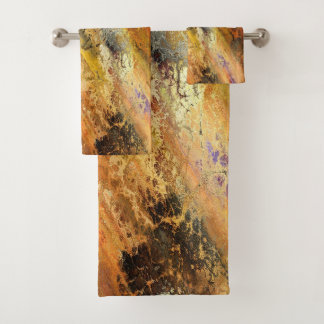 Serviette de bain en marbre orange abstrait doré