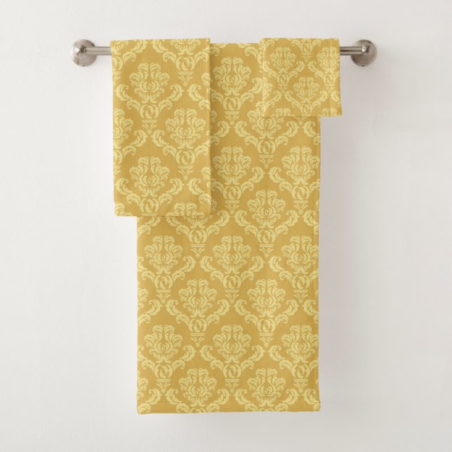 Serviette de bain en or Damask (En situation)