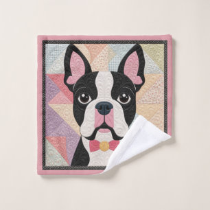 Serviette de bain en quilt Boston Terrier