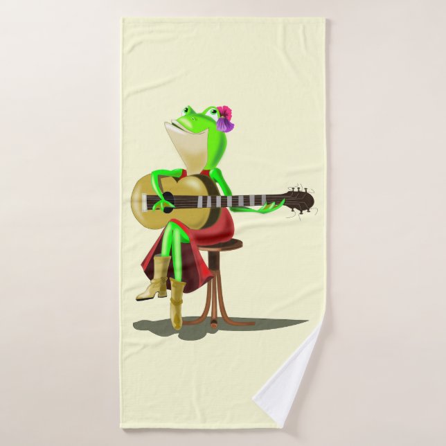 Serviette de bain ensemble grenouille jouant de la (Serviette de bain)