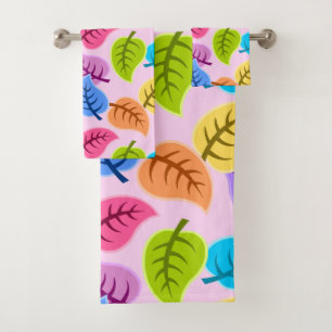 serviette de bain feuille arc-en-ciel