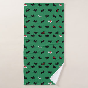 Serviette de bain grande pour Noël Scottish Terrie