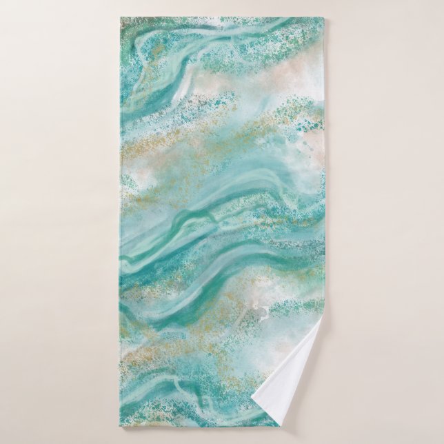 Serviette de bain grande turquoise Marbre (Serviette de bain)