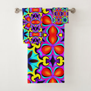 Serviette de bain jaune et rouge