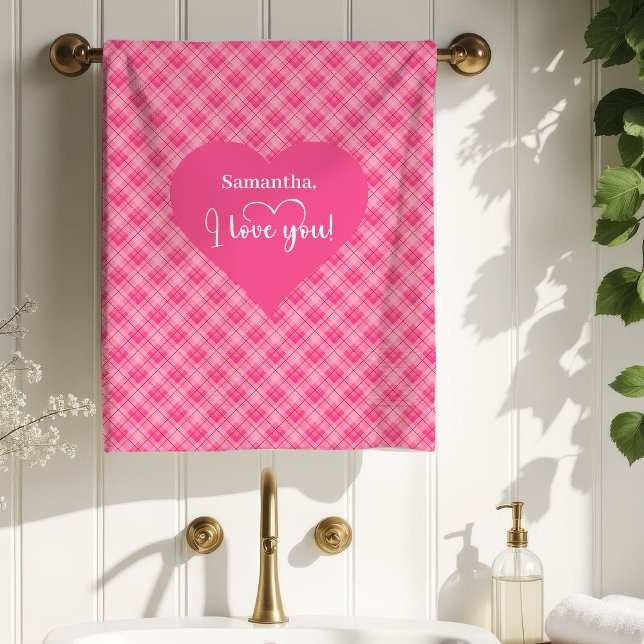 Serviette de bain Joyeuse Saint-Valentin Cœurs Amo (Happy Valentine’s Day Hearts Love Gift Bath Towel)