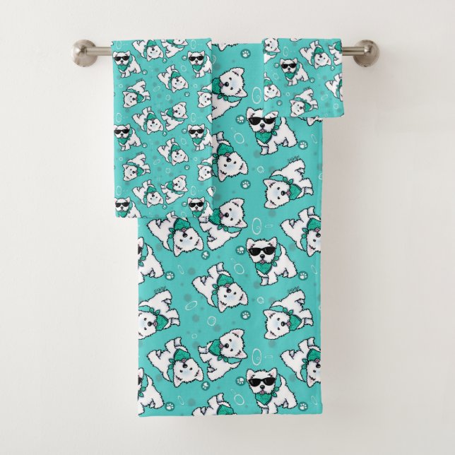 Serviette de bain KiniArt Cutieface Westies (En situation)