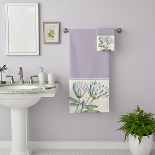 Serviette de bain Lotus et libellules