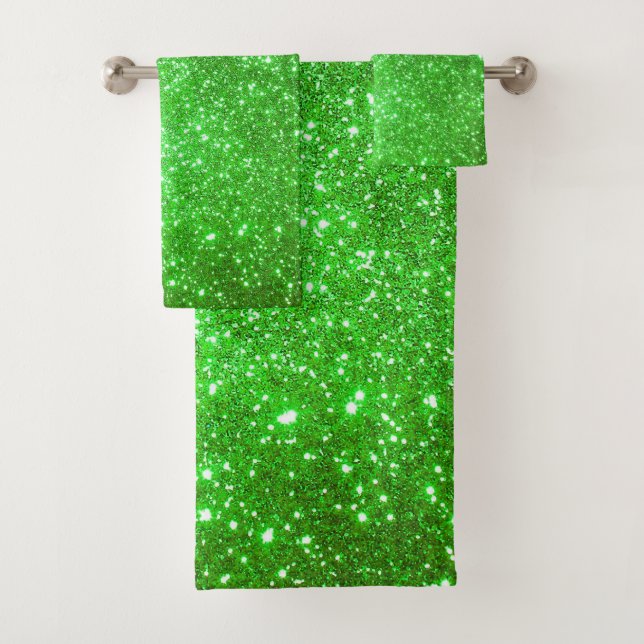 Serviette de bain Luxury Green Gold Parties scinti (En situation)