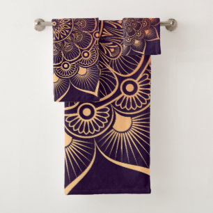 Serviette de bain Mandala Peach Bohemian foncé vio
