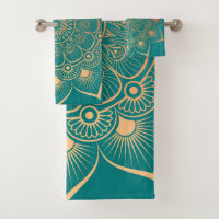 Serviette de bain Mandala Peach Bohemian Turquoise