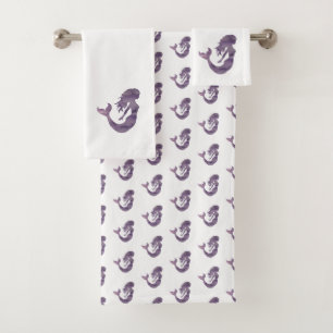 Serviette de bain Mermaid Purple Waves Beach