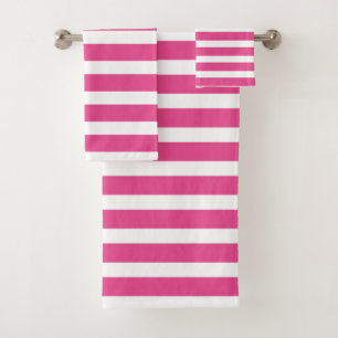 Serviette de bain moderne rose chaud et blanc