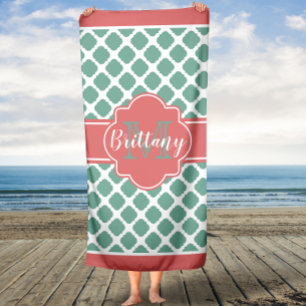 Serviette de bain Monogram pour le corail et la me