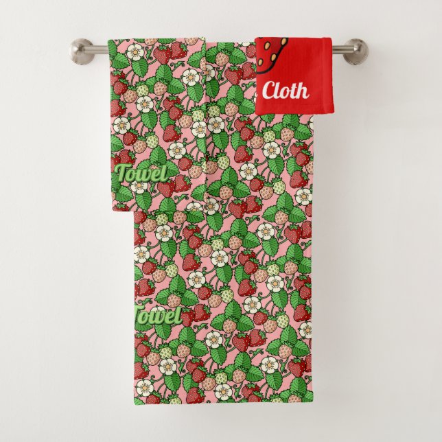 Serviette de bain Motif de la vigne fraise (En situation)