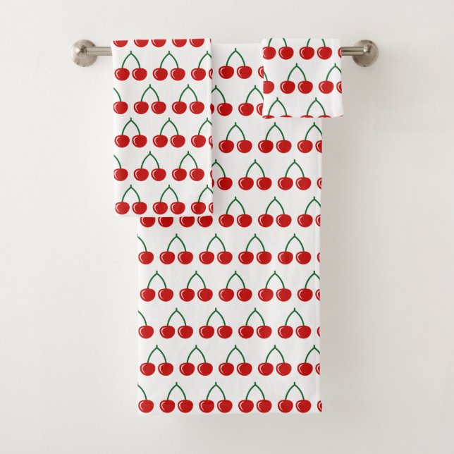 Serviette de bain motif en cerisier rouge mignon (En situation)