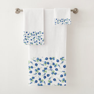 Serviette de bain Motif Fleurs Bleues Douces