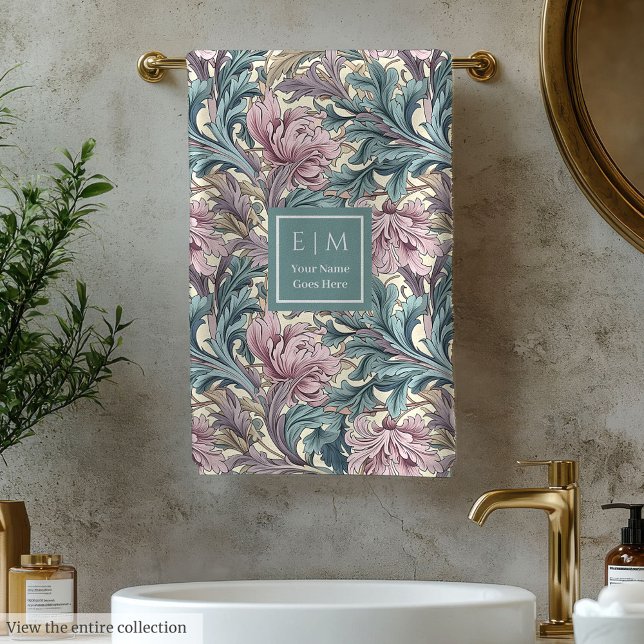 Serviette de bain personnalisée Monogramme Morris  (Custom Monogram Morris Inspired Bath Towel)