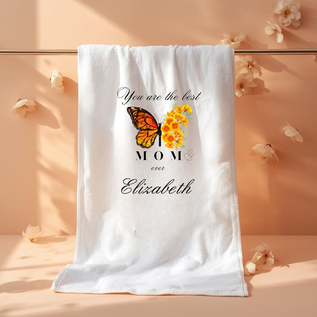 Serviette de bain personnalisée papillon floral (Créateur téléchargé)