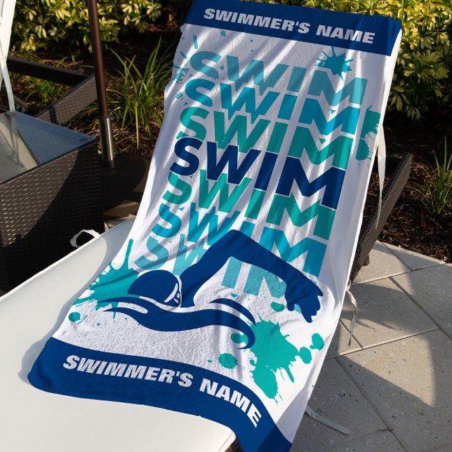 Serviette de bain personnalisée pour équipe de nat (Custom Swim Team Towel Swim Athlete's Beach Towel)