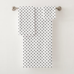 Serviette de bain Pois blanche/noire
