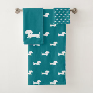 Serviette de bain profonde Turquoise Dachshund 3 p