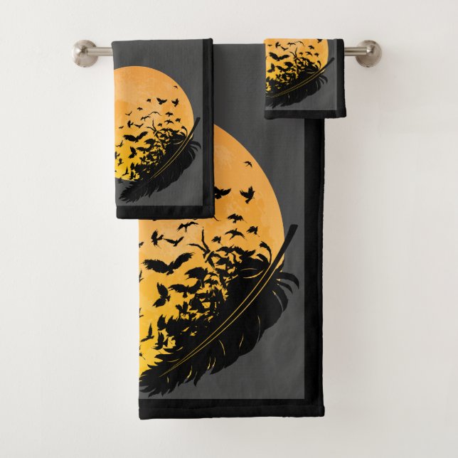 Serviette de bain Raven en plumes (En situation)