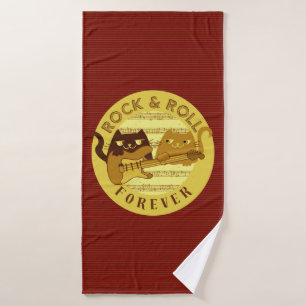 Serviette de bain Rock Roll Drôles de chats Guitar