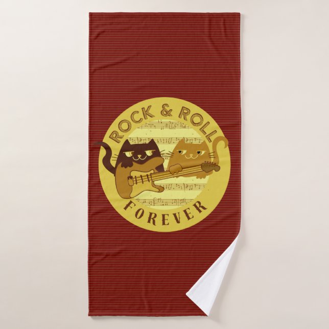 Serviette de bain Rock Roll Drôles de chats Guitar (Serviette de bain)